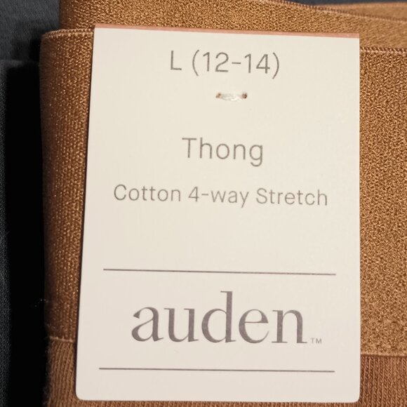 NEW Women's Cotton Stretch Thong with Elastic Waist - Auden™ Brown Large - Picture 6 of 6